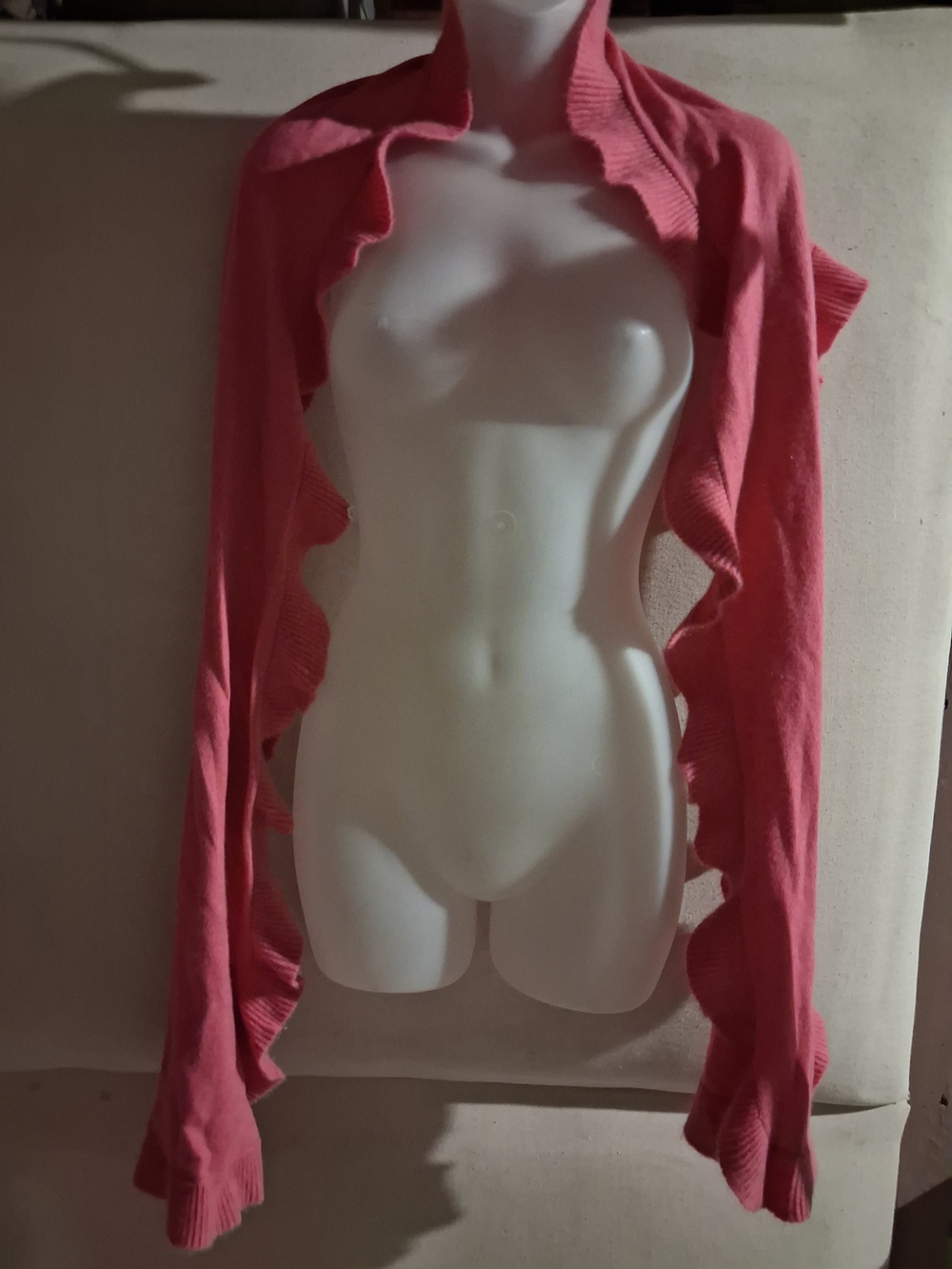 Women's Ruffled Knit Scarf - Pink